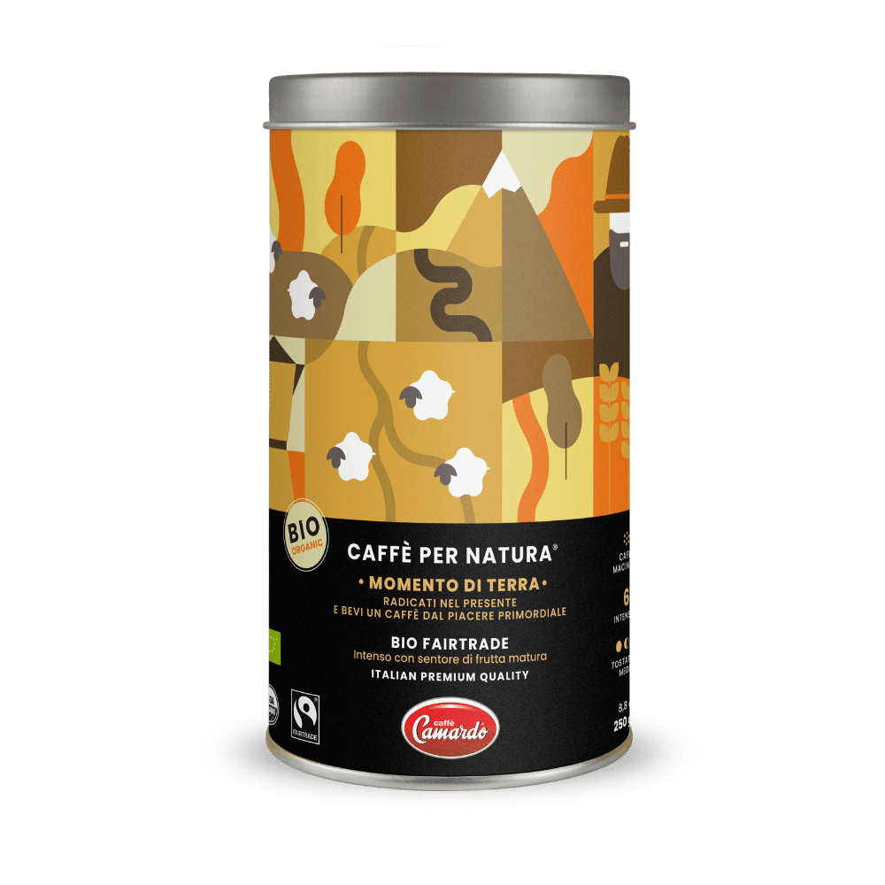 Caffè Macinato Biologico TERRA – 250 gr con bag di juta riciclata-2