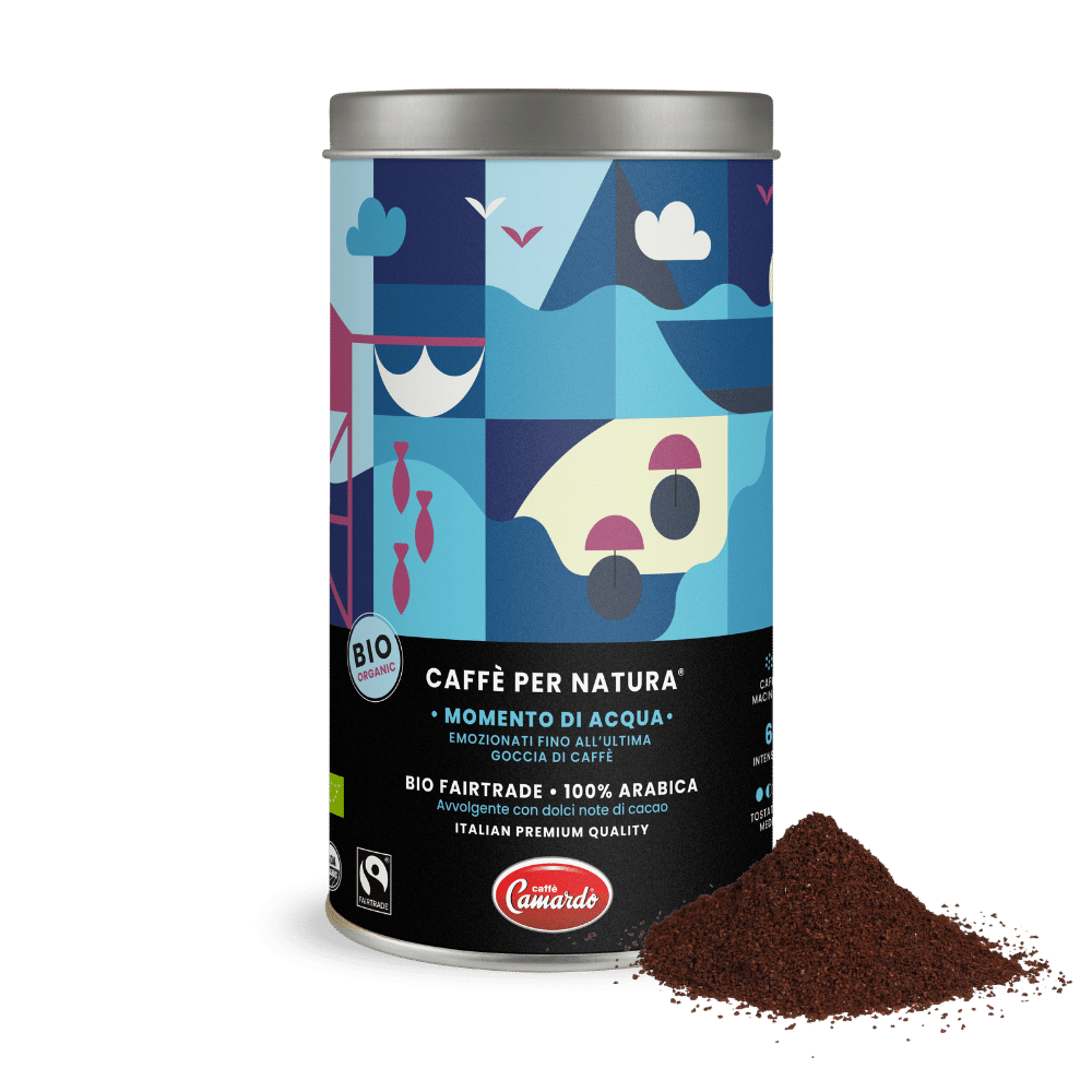 Caffè Macinato Biologico ACQUA – 250 gr con bag di juta riciclata-1