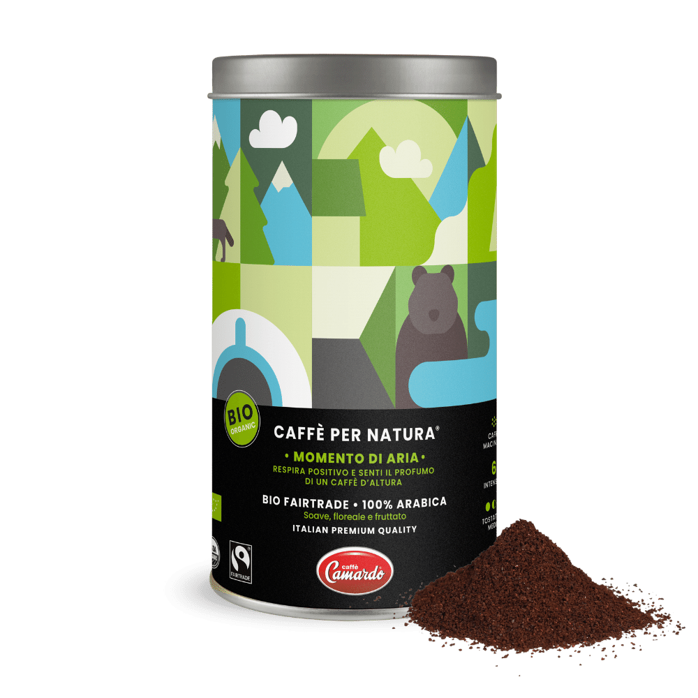 Caffè Macinato Biologico ARIA – 250 gr con bag di juta riciclata-1