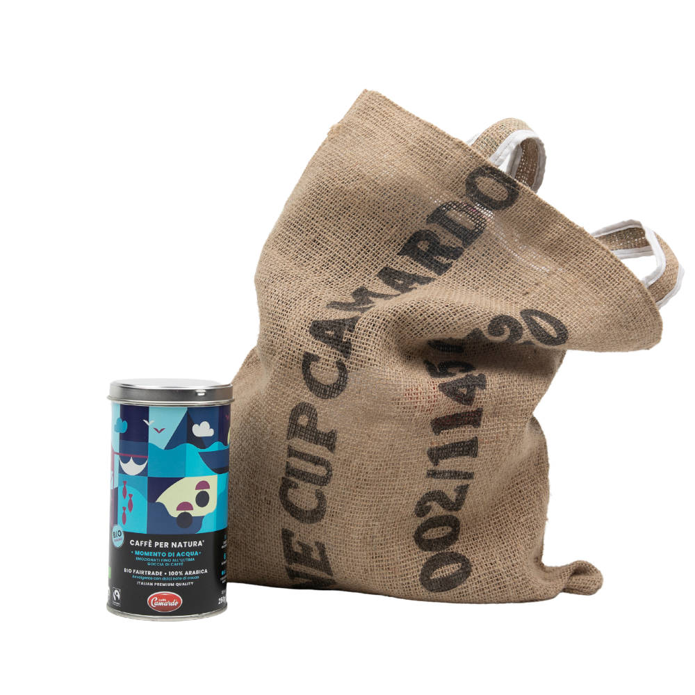 Caffè Macinato Biologico ACQUA – 250 gr con bag di juta riciclata-0